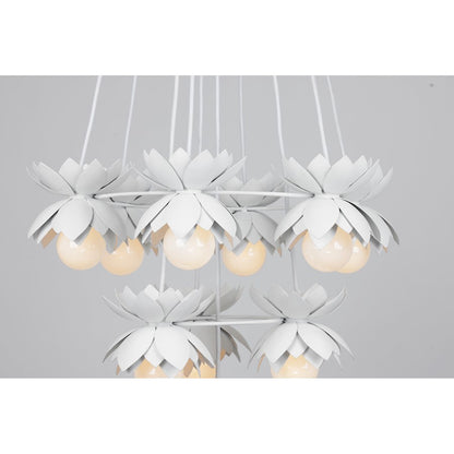 10 Light Chandelier, White Cashmere