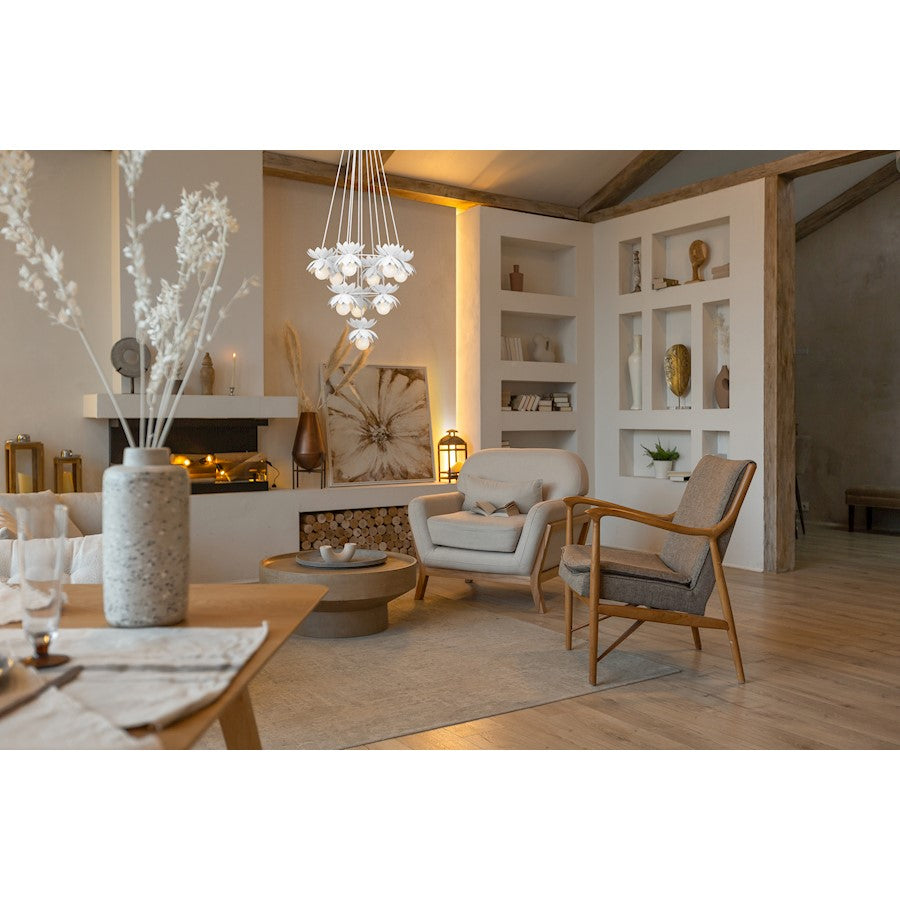 10 Light Chandelier, White Cashmere
