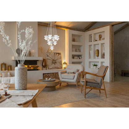 10 Light Chandelier, White Cashmere