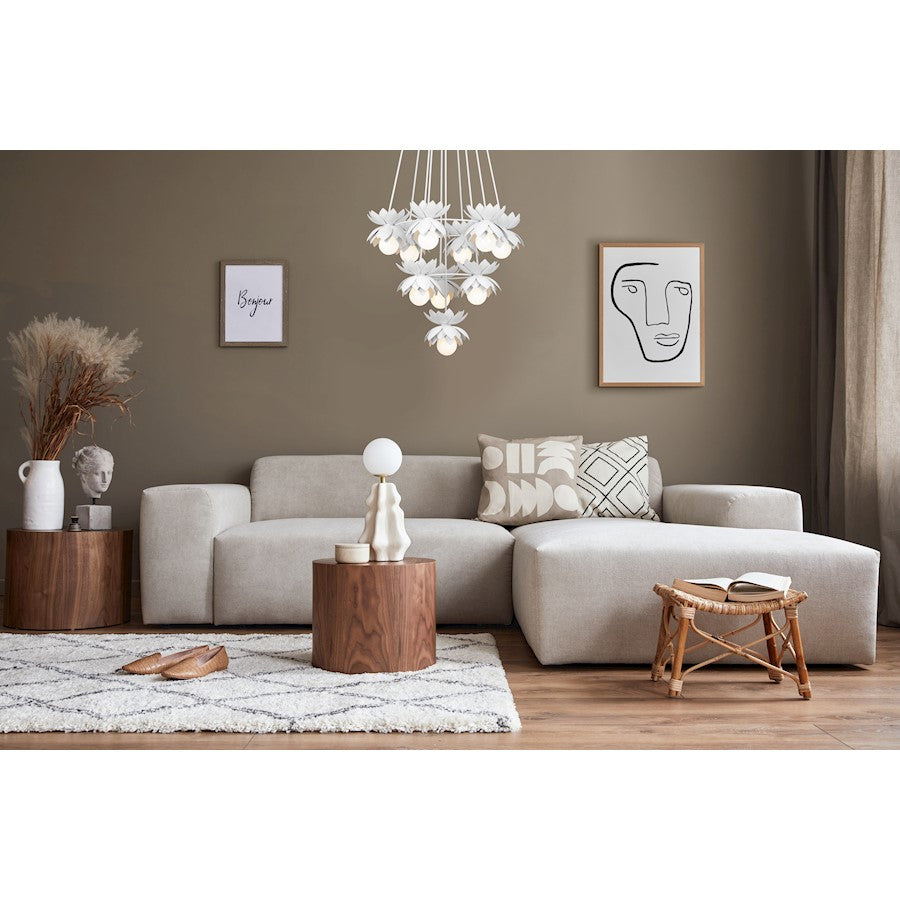 10 Light Chandelier, White Cashmere