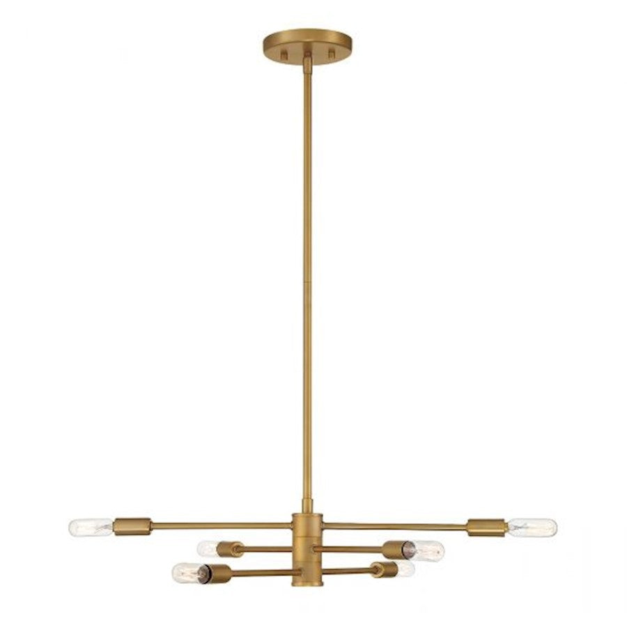 6 Light Chandelier, Matte Black