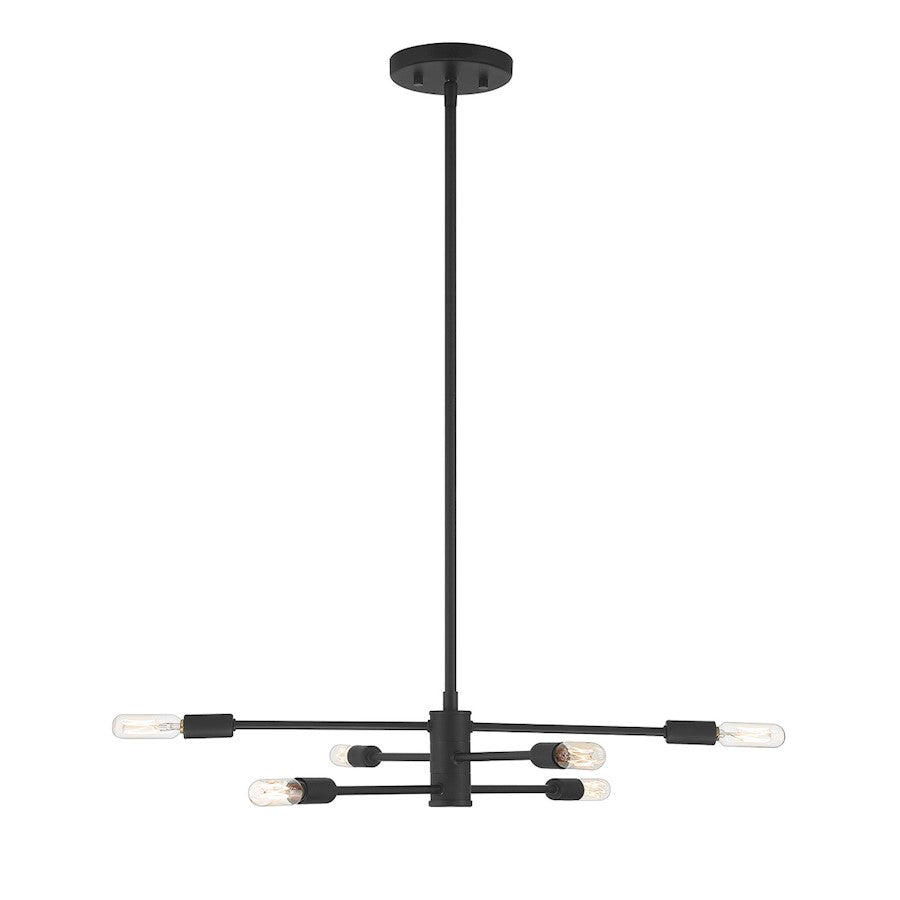 6 Light Chandelier, Matte Black