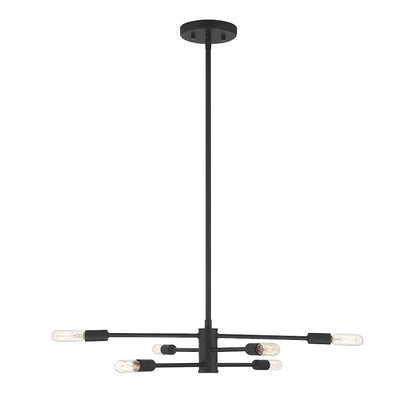 6 Light Chandelier, Matte Black