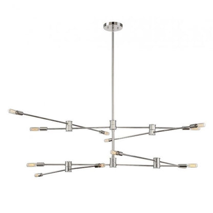 12 Light Chandelier, Polished Nickel