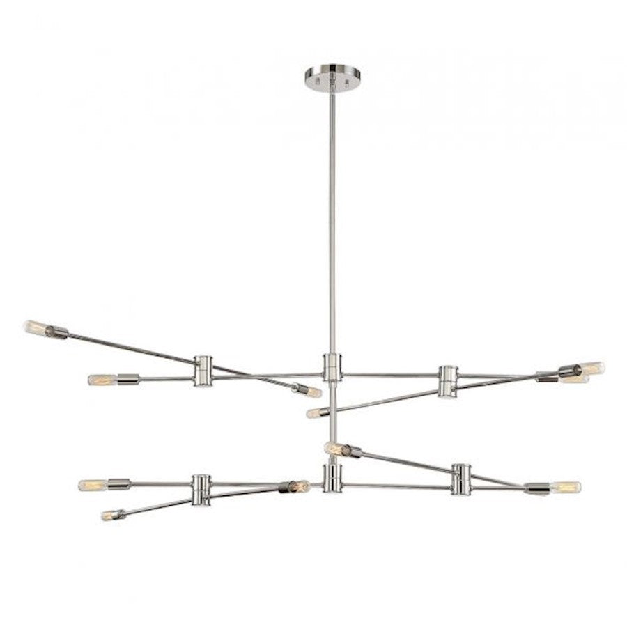 12 Light Chandelier, Polished Nickel