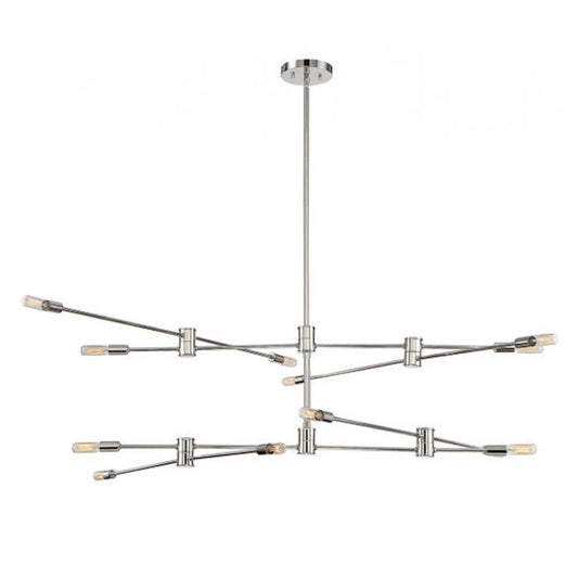 12 Light Chandelier, Polished Nickel