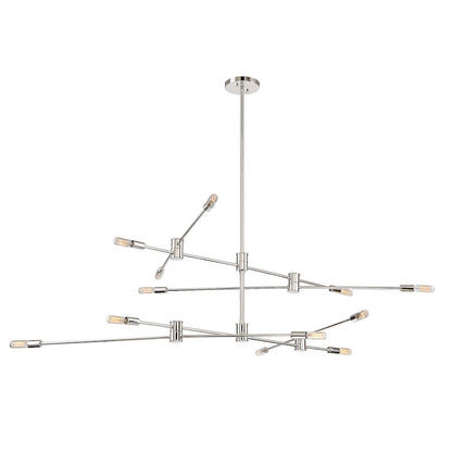 12 Light Chandelier, Polished Nickel