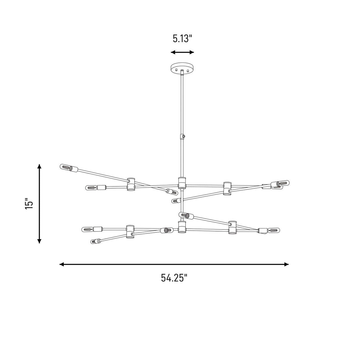 12 Light Chandelier, Polished Nickel