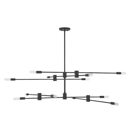 12 Light Chandelier, Matte Black