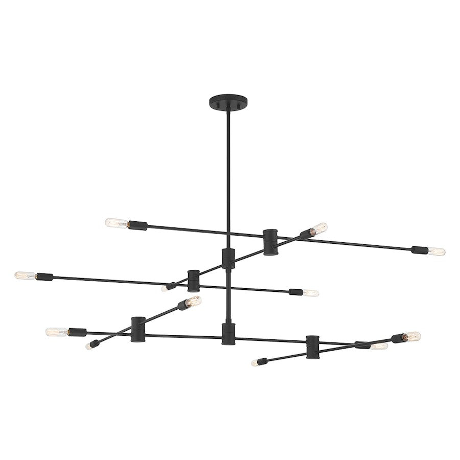 12 Light Chandelier, Matte Black