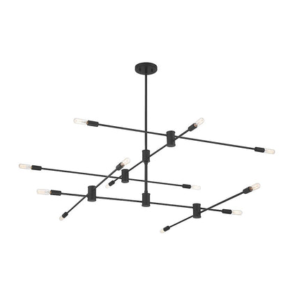 12 Light Chandelier, Matte Black