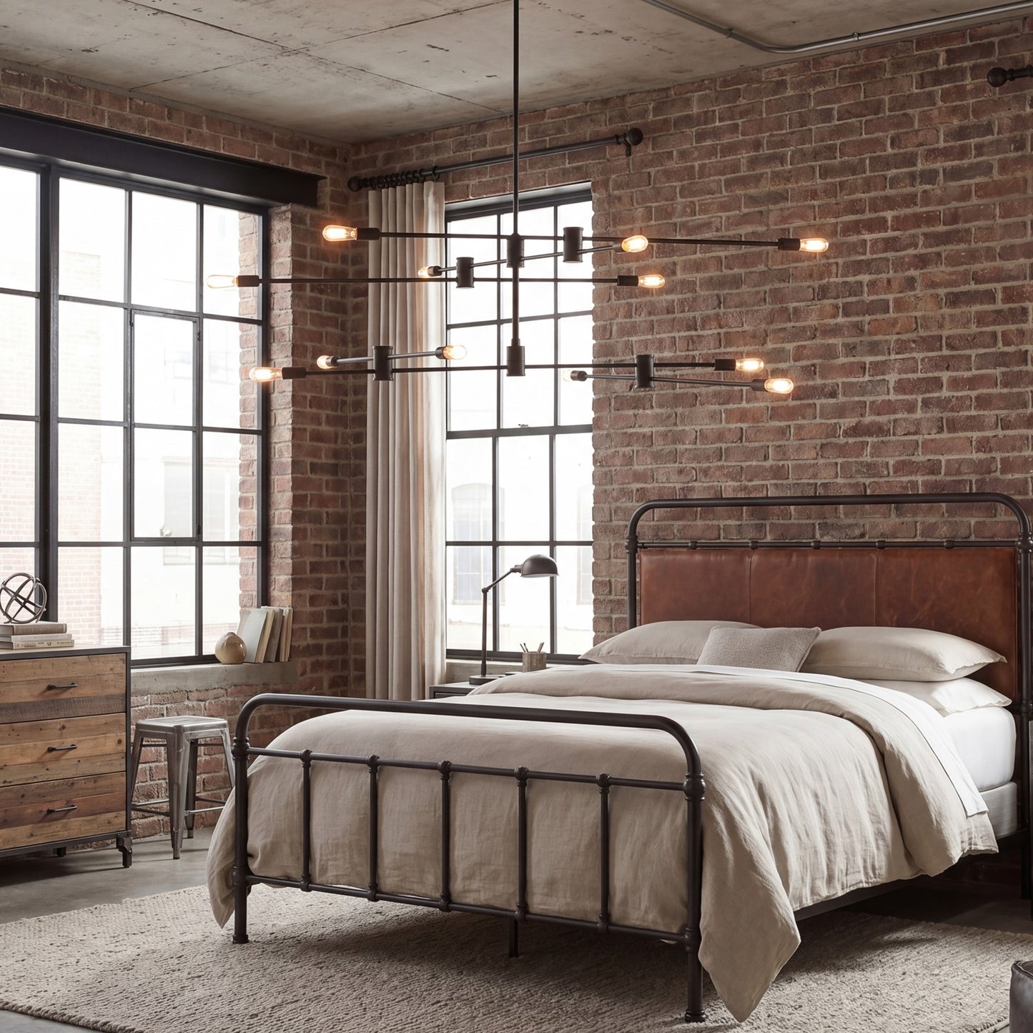 6 Light Chandelier, Matte Black