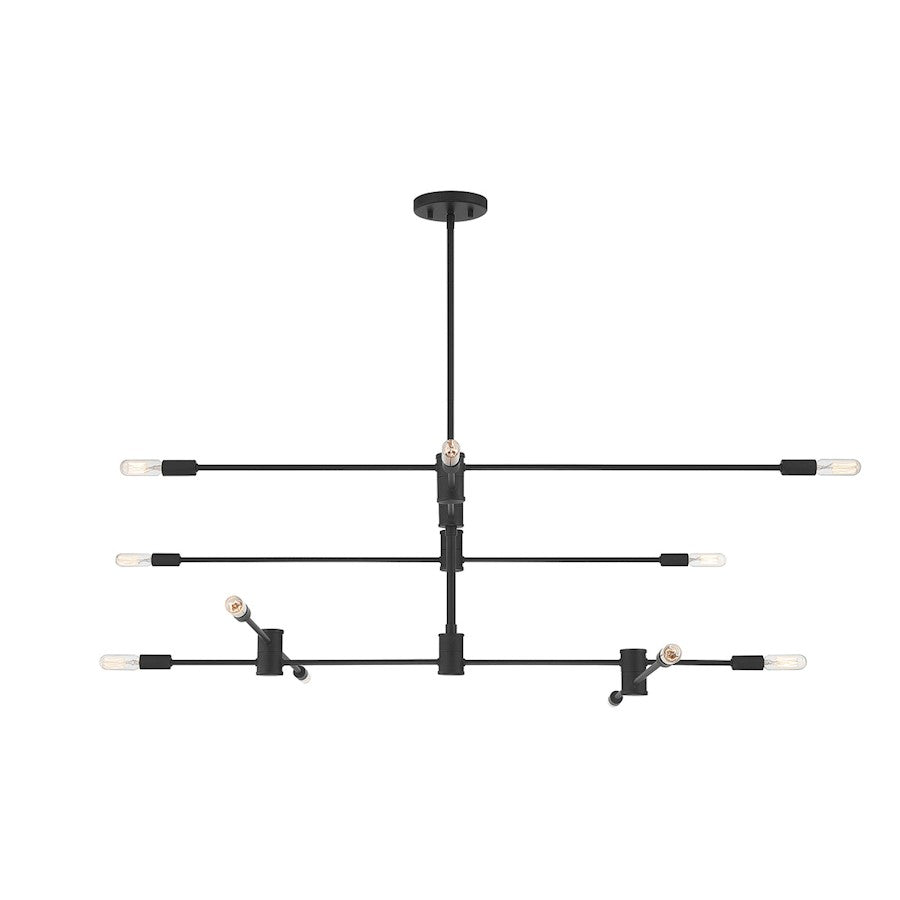 12 Light Chandelier, Matte Black