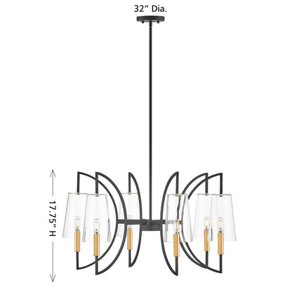 Savoy House Hanley 6Lt Chandelier, Matte Black and Warm Brass