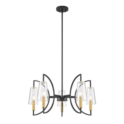 Savoy House Hanley 5Lt Chandelier, Matte Black and Warm Brass