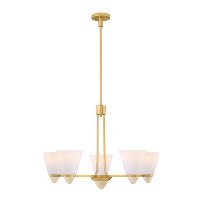 Savoy House Kohlman 5 Light Chandelier, Warm Brass/White Opal - 1-7265-5-322