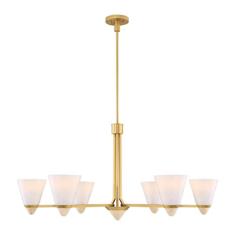 Savoy House Kohlman 6 Light Chandelier, Warm Brass/White Opal - 1-7266-6-322