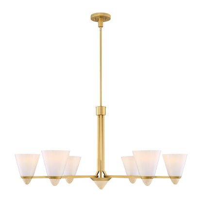 Savoy House Kohlman 6 Light Chandelier, Warm Brass/White Opal