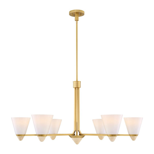 Savoy House Kohlman 6 Light Chandelier, Warm Brass/White Opal