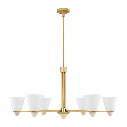 Savoy House Kohlman 6 Light Chandelier, Warm Brass/White Opal