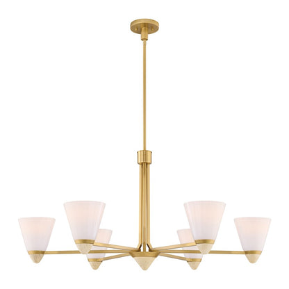 Savoy House Kohlman 6 Light Chandelier, Warm Brass/White Opal
