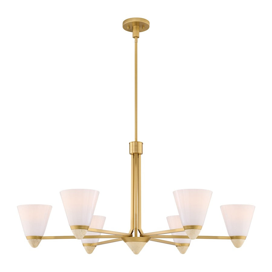 Savoy House Kohlman 6 Light Chandelier, Warm Brass/White Opal