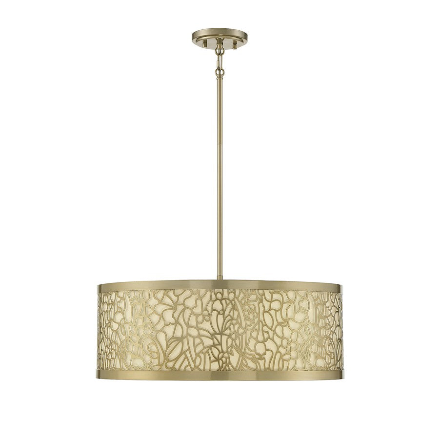 4 Light Pendant, New Burnished Brass
