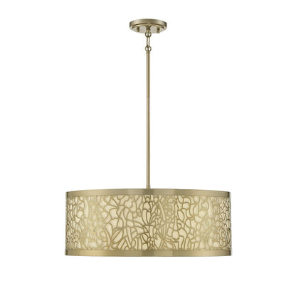 4 Light Pendant, New Burnished Brass