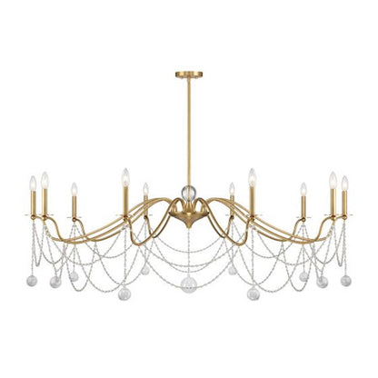 10 Light Chandelier, Warm Brass