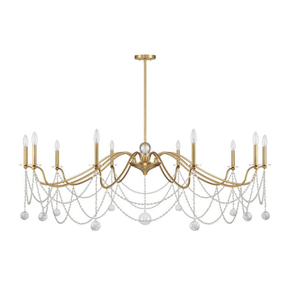10 Light Chandelier, Warm Brass