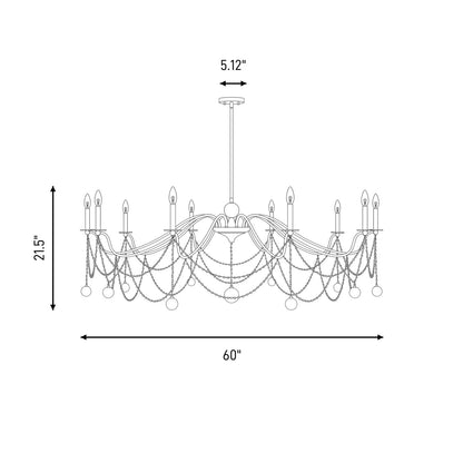 10 Light Chandelier, Warm Brass