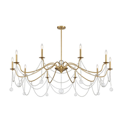 10 Light Chandelier, Warm Brass