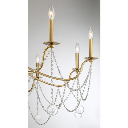10 Light Chandelier, Warm Brass
