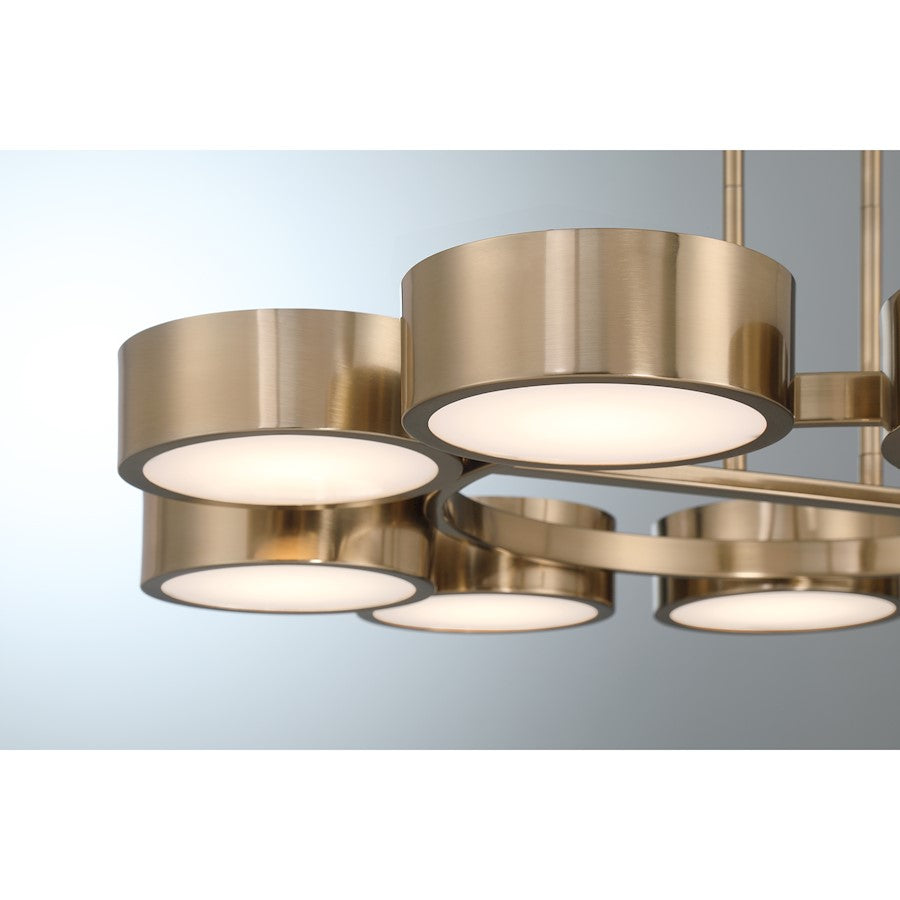 9 Light LED Chandelier, Noble Brass