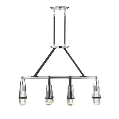 Savoy House Denali 6Lt LED Linear Chandelier, Black/ Chrome - 1-7708-6-67