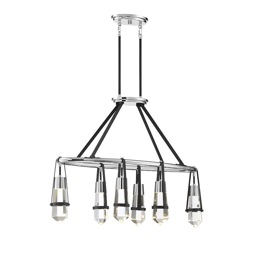 6 Light LED Linear Chandelier, Black