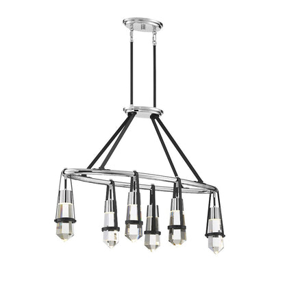 6 Light LED Linear Chandelier, Black