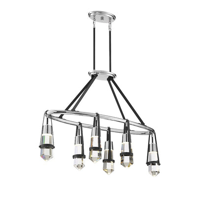 6 Light LED Linear Chandelier, Black