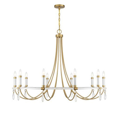10 Light Chandelier, Warm Brass
