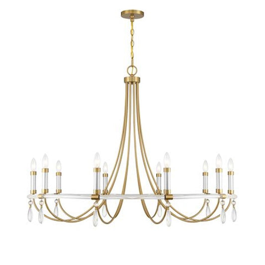 10 Light Chandelier, Warm Brass