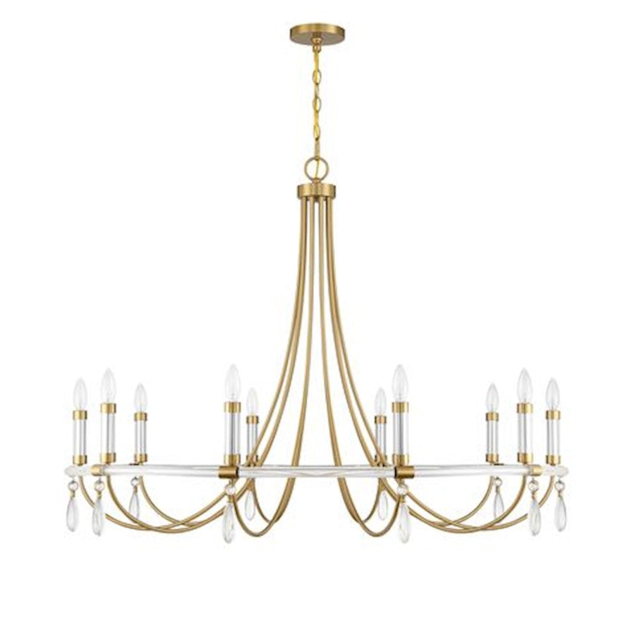 10 Light Chandelier, Warm Brass