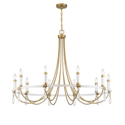 10 Light Chandelier, Warm Brass