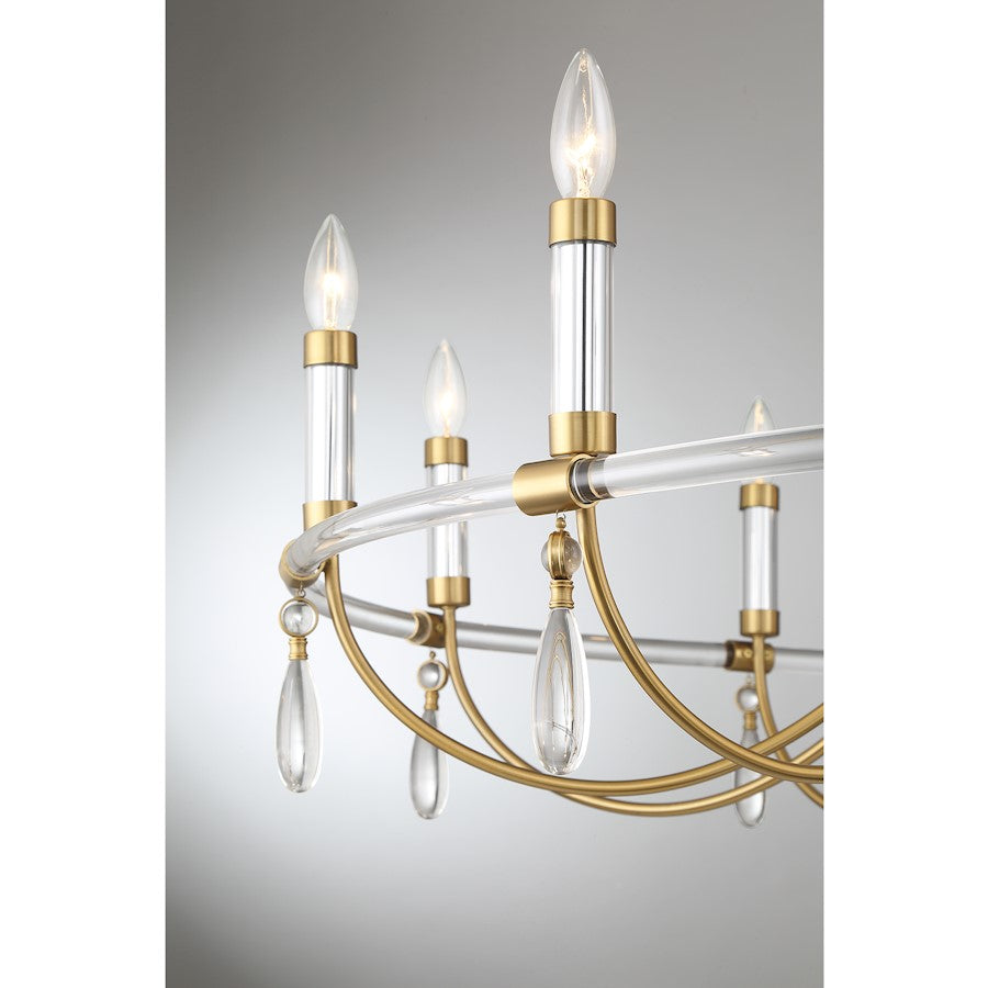 10 Light Chandelier, Warm Brass