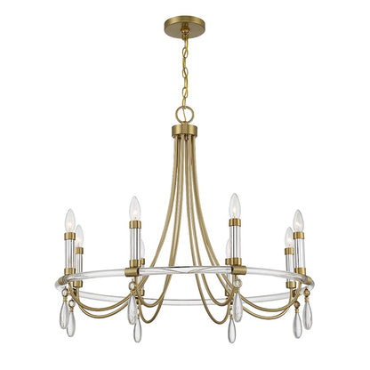 6 Light Chandelier, Warm Brass