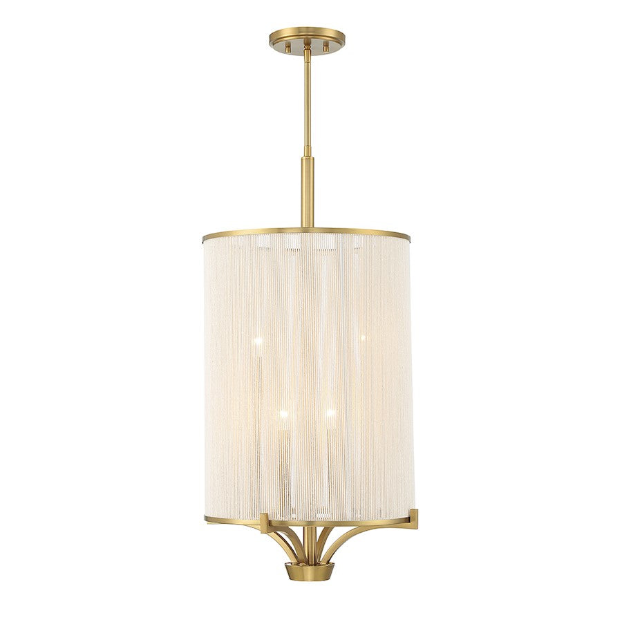 4-Light Chandelier, Warm Brass