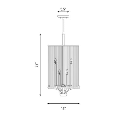 4-Light Chandelier, Warm Brass