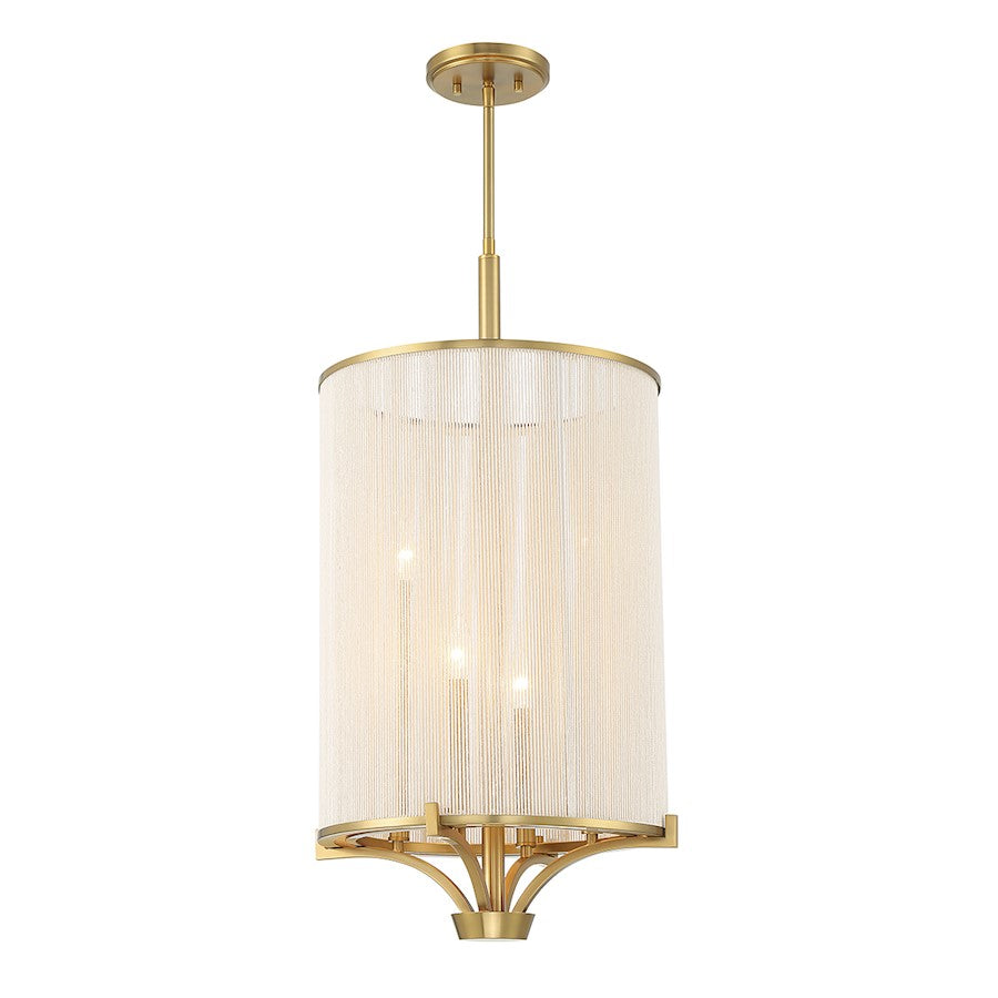 4-Light Chandelier, Warm Brass