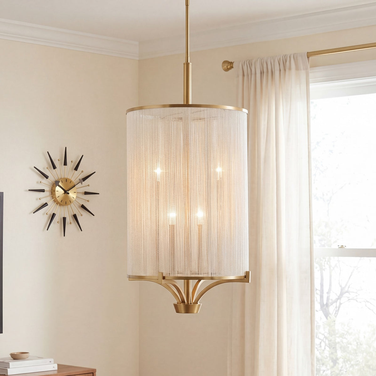 4-Light Chandelier, Warm Brass