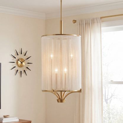 4-Light Chandelier, Warm Brass