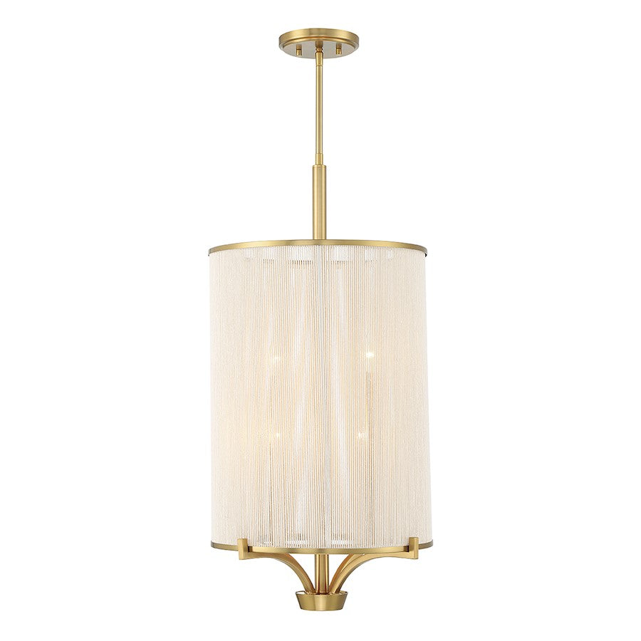 4-Light Chandelier, Warm Brass